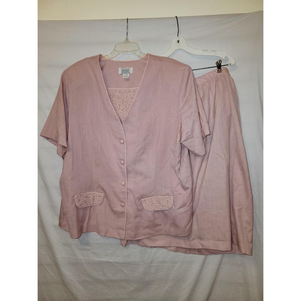 Enge Collection 24W Skirt Suit Dusty‎ Pink Short-sleeved Unlined Vintage